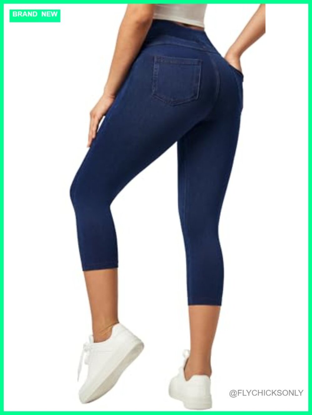 IUGA Stretchy Pull On Capri Jeans High Waist Butt Lift Denim Leggings
